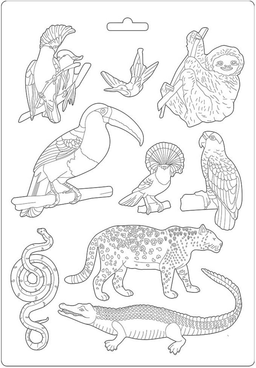 Stamperia Soft Maxi Mould 8.5"X11.5"-Animals, Amazonia